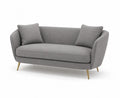 Divano in tessuto grigio con gambe metalliche