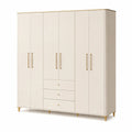 Armadio a sei ante con cassetti in MDF Bianco Crema