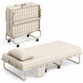 Letto pieghevole in acciaio con materasso e cuscino