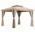 Gazebo in Acciaio e Poliestere Beige 3x3m