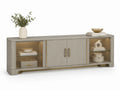 Mobile TV in Legno con Mensole in Vetro Temperato Grigio 180x45x60 cm