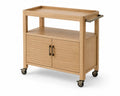 Carrello bar in legno con ruote e scaffale
