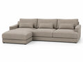 Divano angolare in tessuto poliestere Beige con chaise longue e cuscini