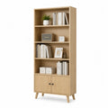 Libreria in MDF Legno Chiaro con Ripiani e Ante 180x80x30 cm