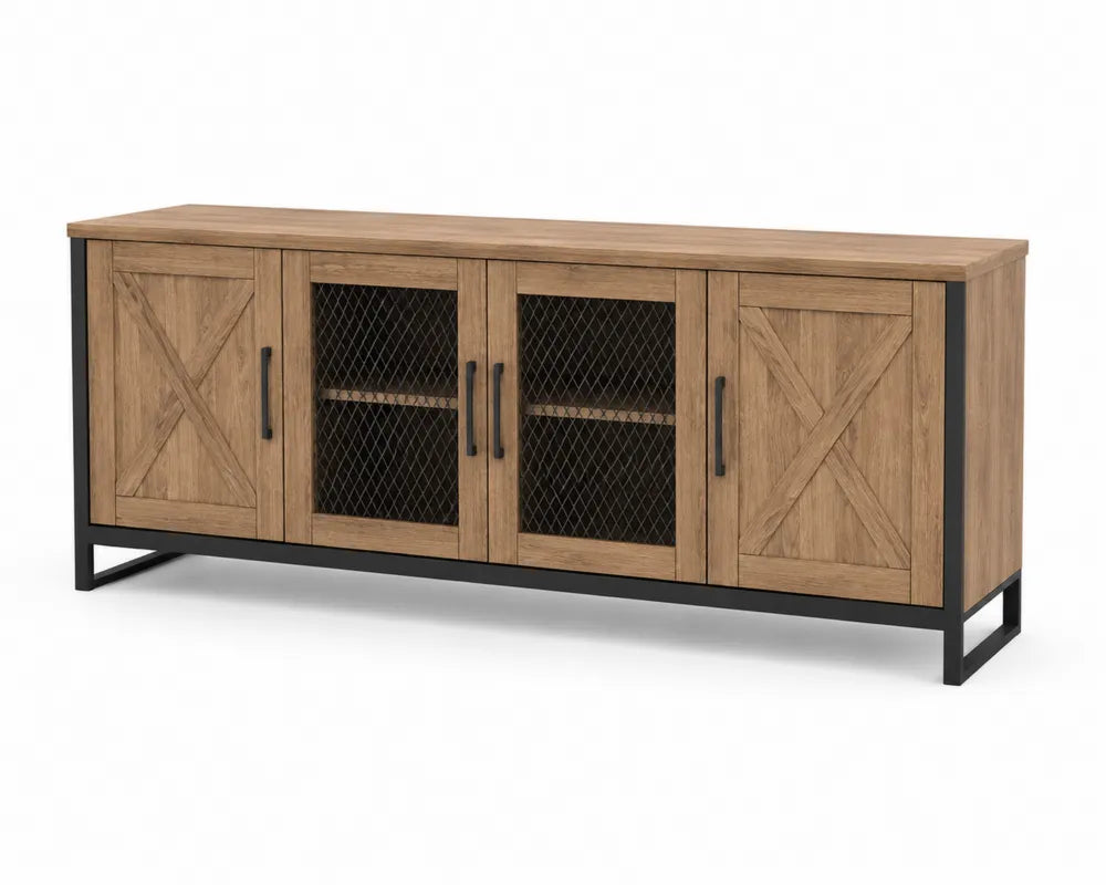 Mobile TV in Legno e Metallo con Rete Metallica 150x40x60 cm