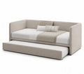 Divano letto in tessuto con letto estraibile Beige