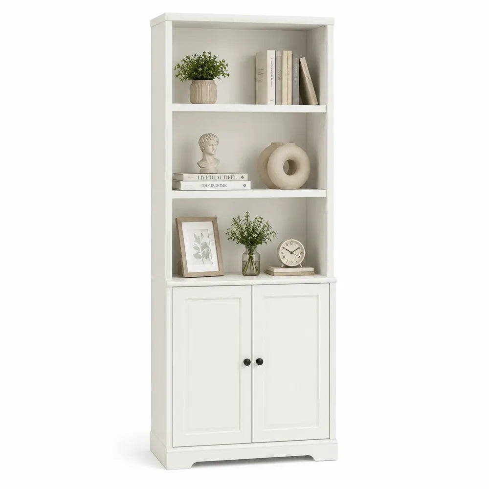 Libreria in legno MDF con ante bianche