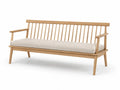 Divano in legno massello con cuscino in tessuto beige