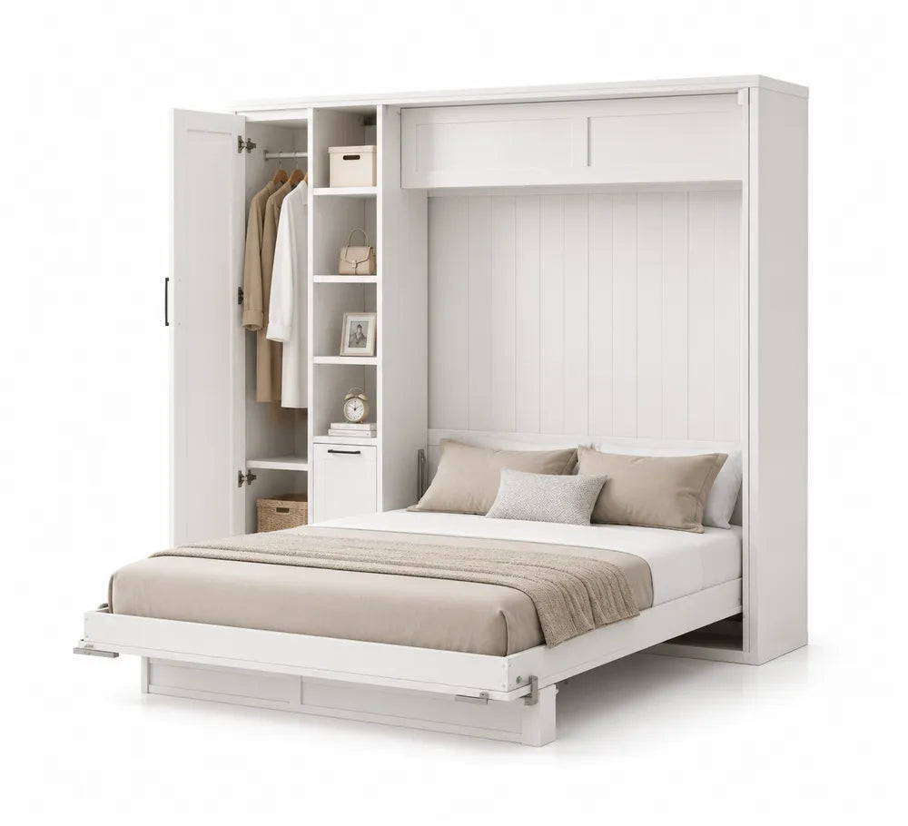 Letto a Scomparsa in Legno con Armadio