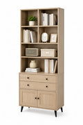 Libreria in Legno di Rovere Chiaro con Cassetti e Ante