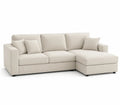 Divano ad Angolo in Tessuto Beige con Chaise Longue
