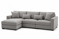 Divano angolare modulare in tessuto con chaise longue e cuscini in velluto a coste grigio