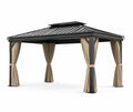 Gazebo in Alluminio con Tetto in Acciaio e Tende in Poliestere 3x4m