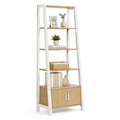 Libreria a Scala in MDF e Metallo Bianco 5 Ripiani