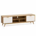 Mobile TV in legno e MDF con ante bianche 180x40x50 cm