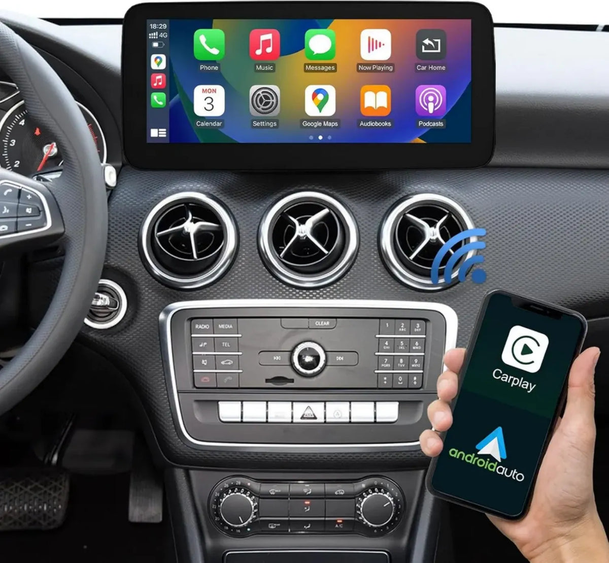 Autoradio 12,3'' Wireless CarPlay e Android Auto per Mercedes Benz A CLA GLA Classe 2016-2018 con NTG5.0