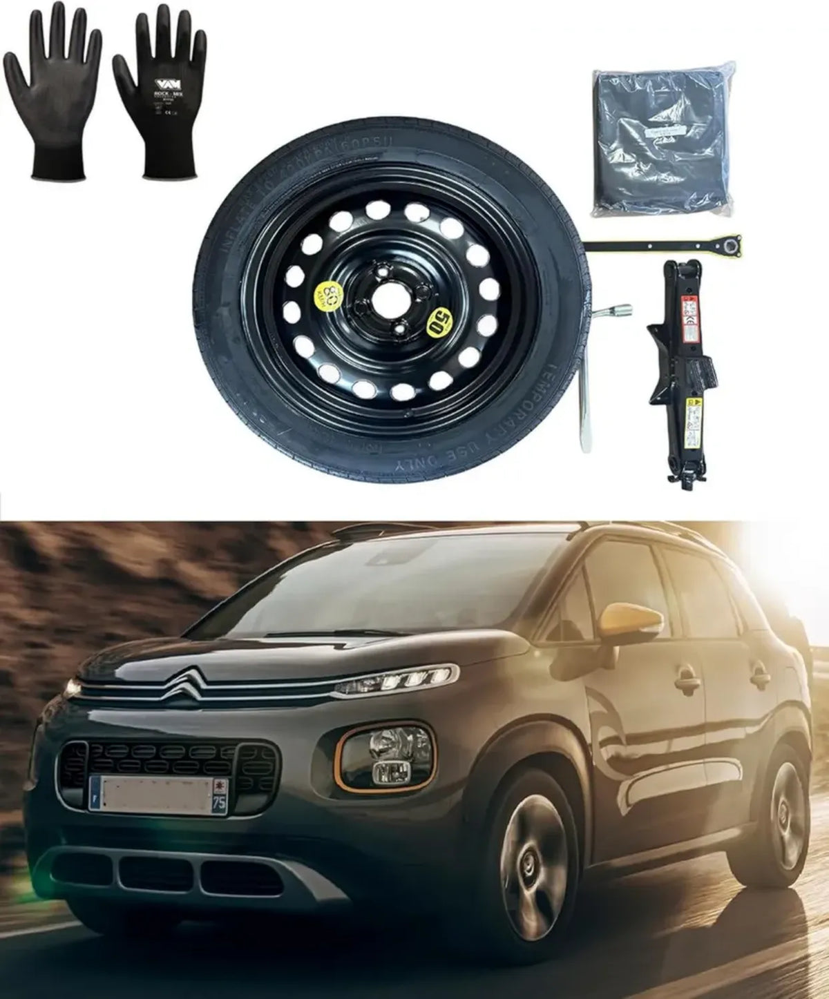Kit Ruota di Scorta 16' per Citroën C3 Aircross con Accessori Completi