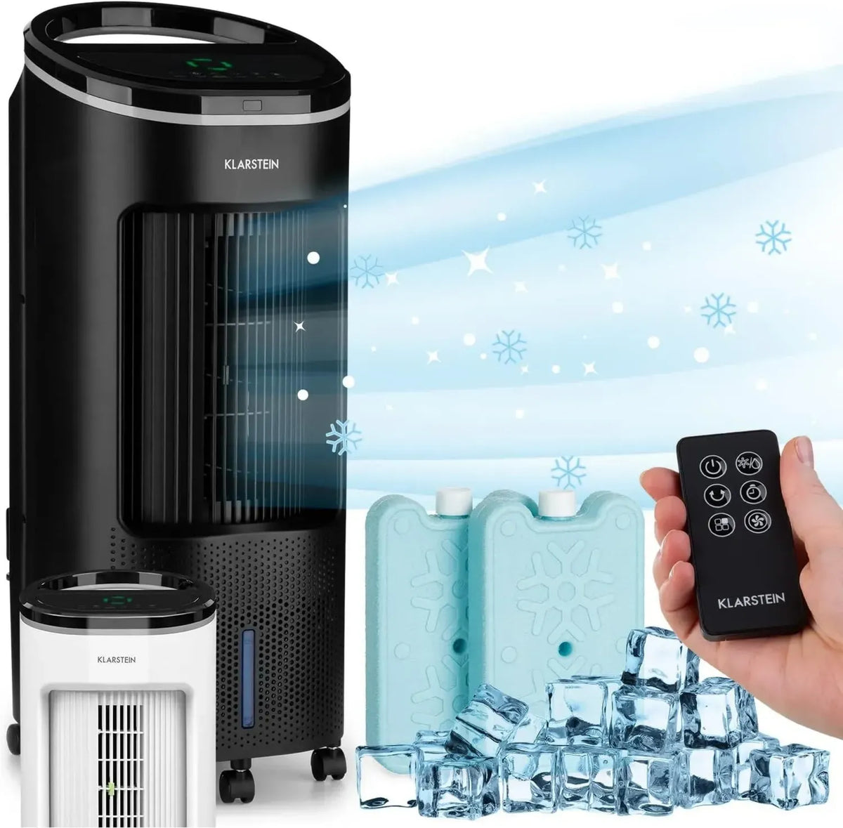 Condizionatore Portatile 4in1 Klarstein 65W, Umidificatore Silenzioso con Modalità Notte, Ventilatore e Raffrescatore 330m³/h, Serbatoio 7L