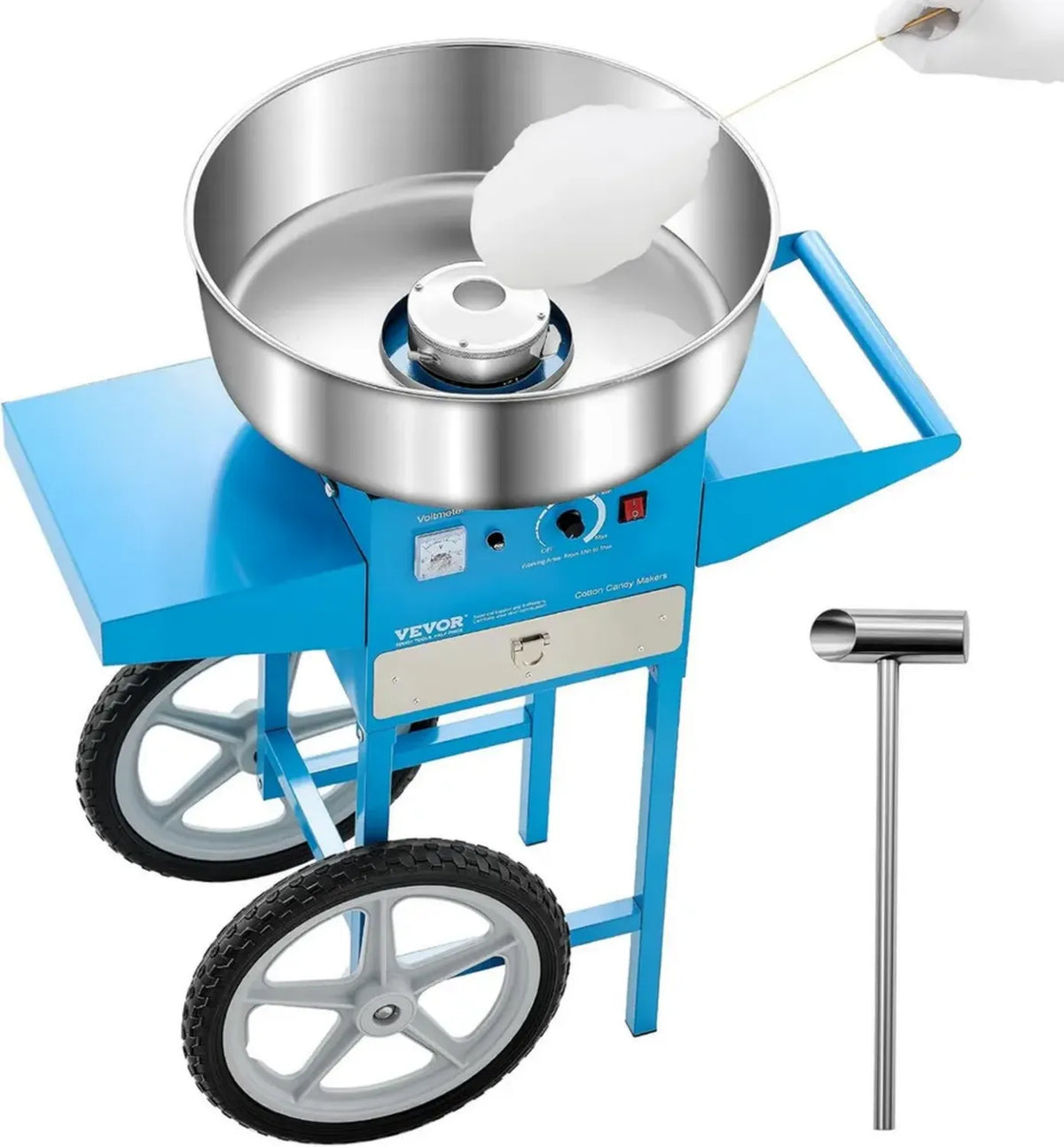 Macchina Elettrica Zucchero Filato 1000W con Carrello e Ciotola Acciaio Inox