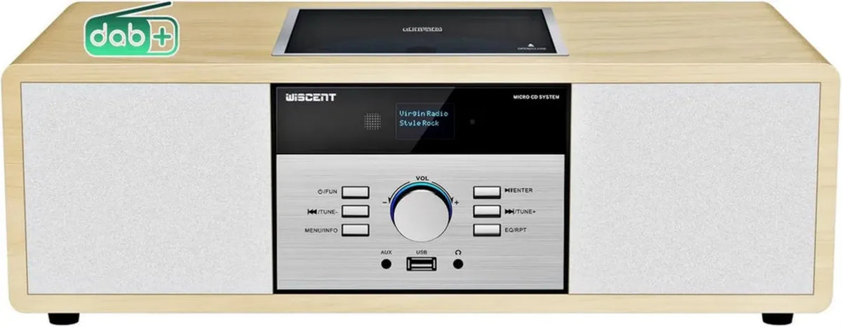 Sistema Audio Hi-Fi Domestico Retro in Legno con Radio DAB+, CD e Bluetooth 5.0