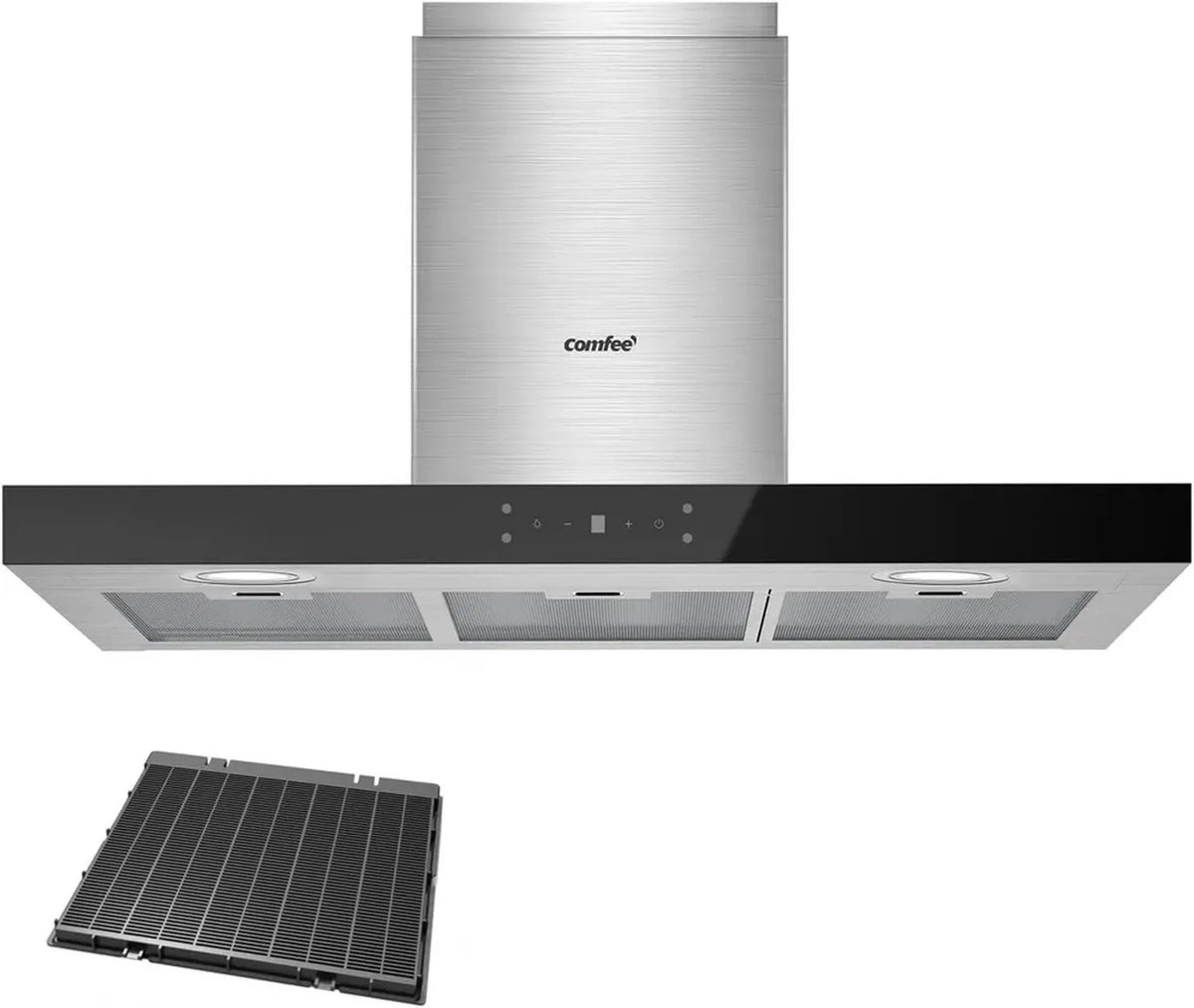 Cappa da Cucina COMFEE' 90 cm A+++ in Acciaio Inox con LED e Filtro a Carboni