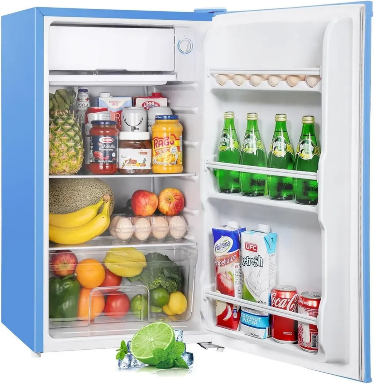 Frigorifero Compatto Upstreman 91L con Zona Fresca e Controllo Preciso della Temperatura, Silenzioso e Versatile per Casa e Ufficio, Blu