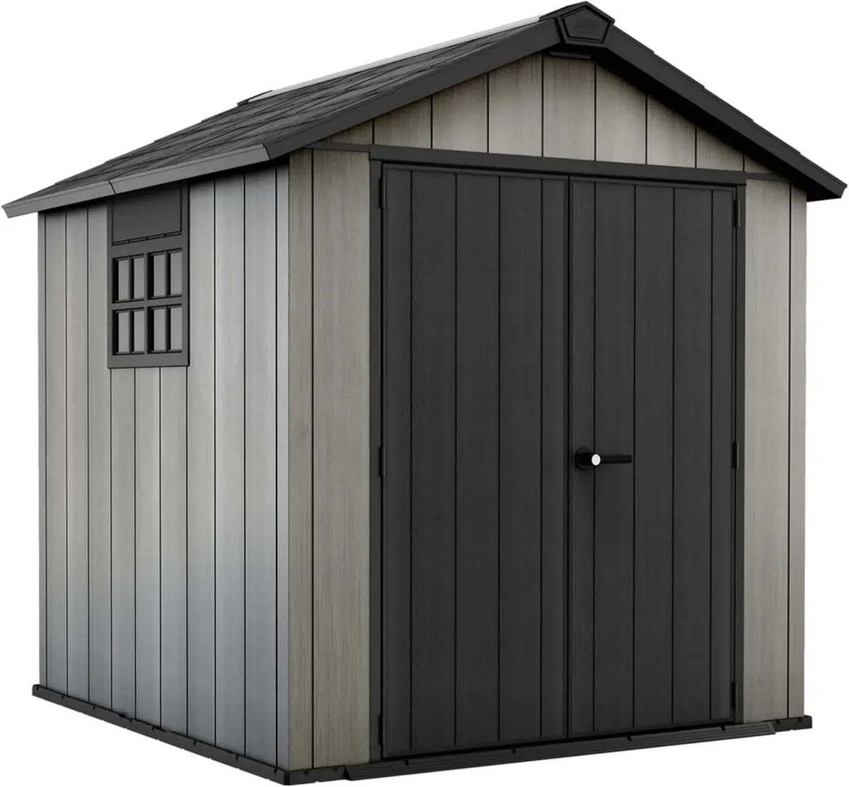 Ripostiglio da Giardino in Resina Keter Oakland 757, Design Effetto Legno, Colore Grigio, 4,5 m², Dimensioni 229x223,5x242H cm