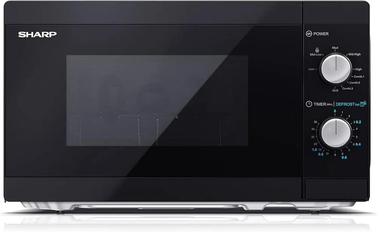 Forno a Microonde SHARP 20L con Grill e Scongelamento, 5 Potenze, Piatto Rotante, Nero