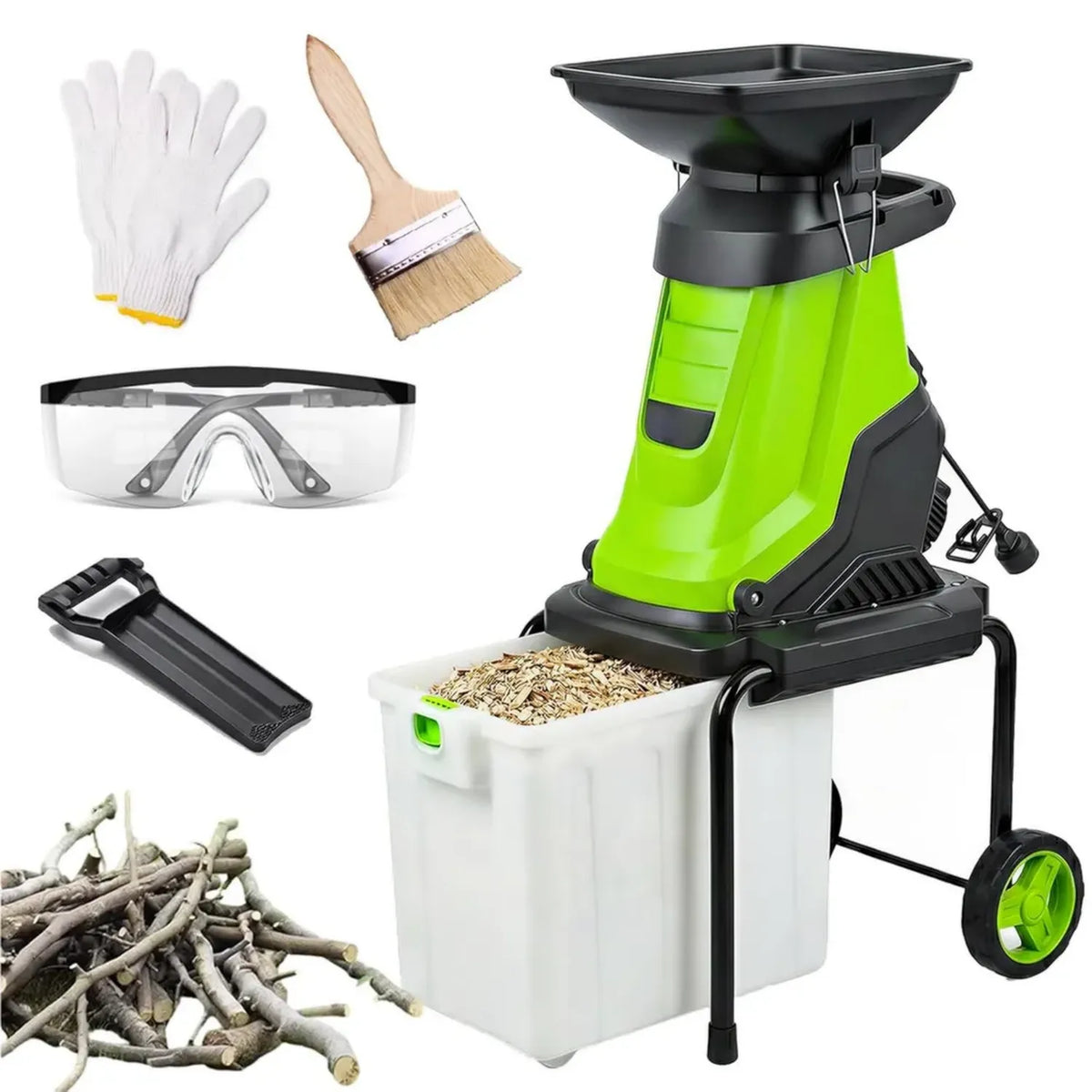 Cippatrice elettrica 2800 W con sacco da 50L e taglio 1,8 pollici