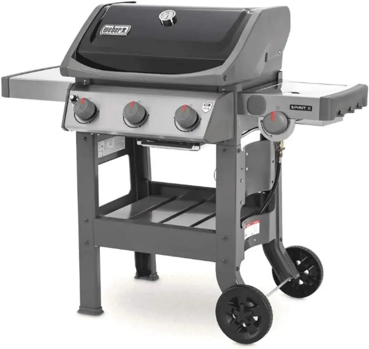 Weber Spirit II E-320 GBS Barbecue a Gas con 3 Bruciatori, Fornello Laterale e Griglia 60x46 cm, Coperchio con Termometro, Ripiano Sinistro Pieghevole, Colore Nero/Grigio