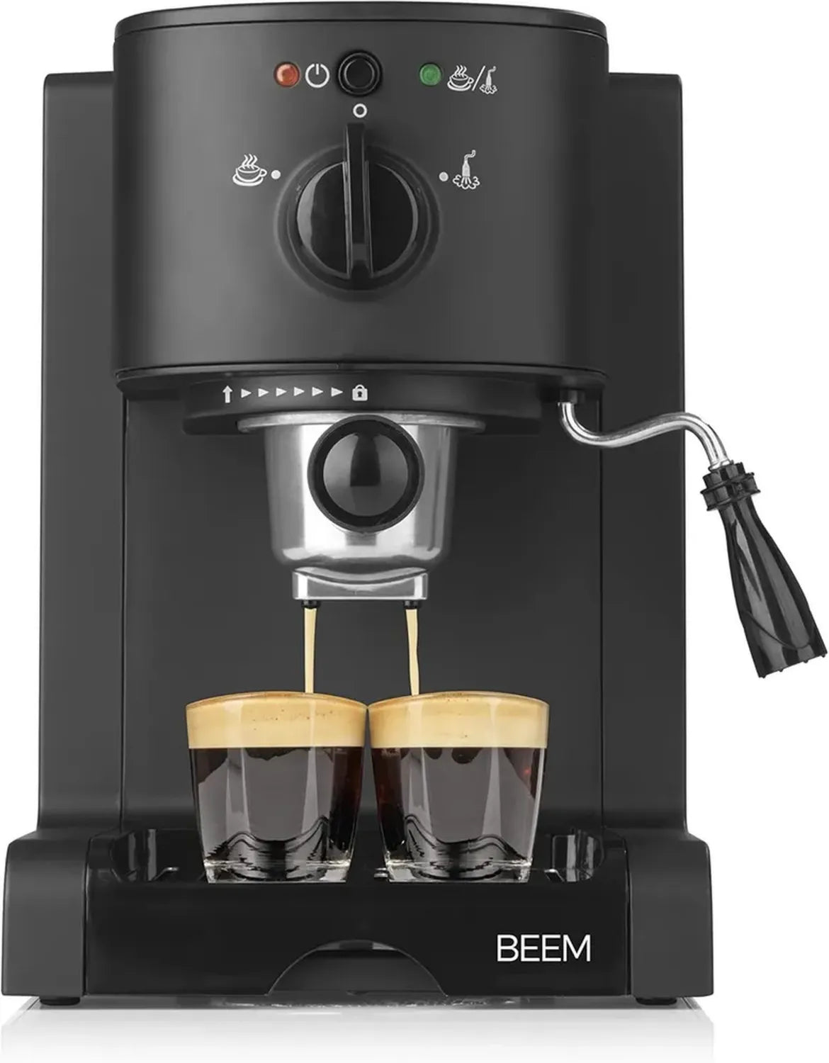 Macchina per Caffè Espresso BEEM 20 Bar - Compatibile con Polvere, Cialde e Capsule, Ugello per Schiuma di Latte, Piastra Riscaldante Integrata