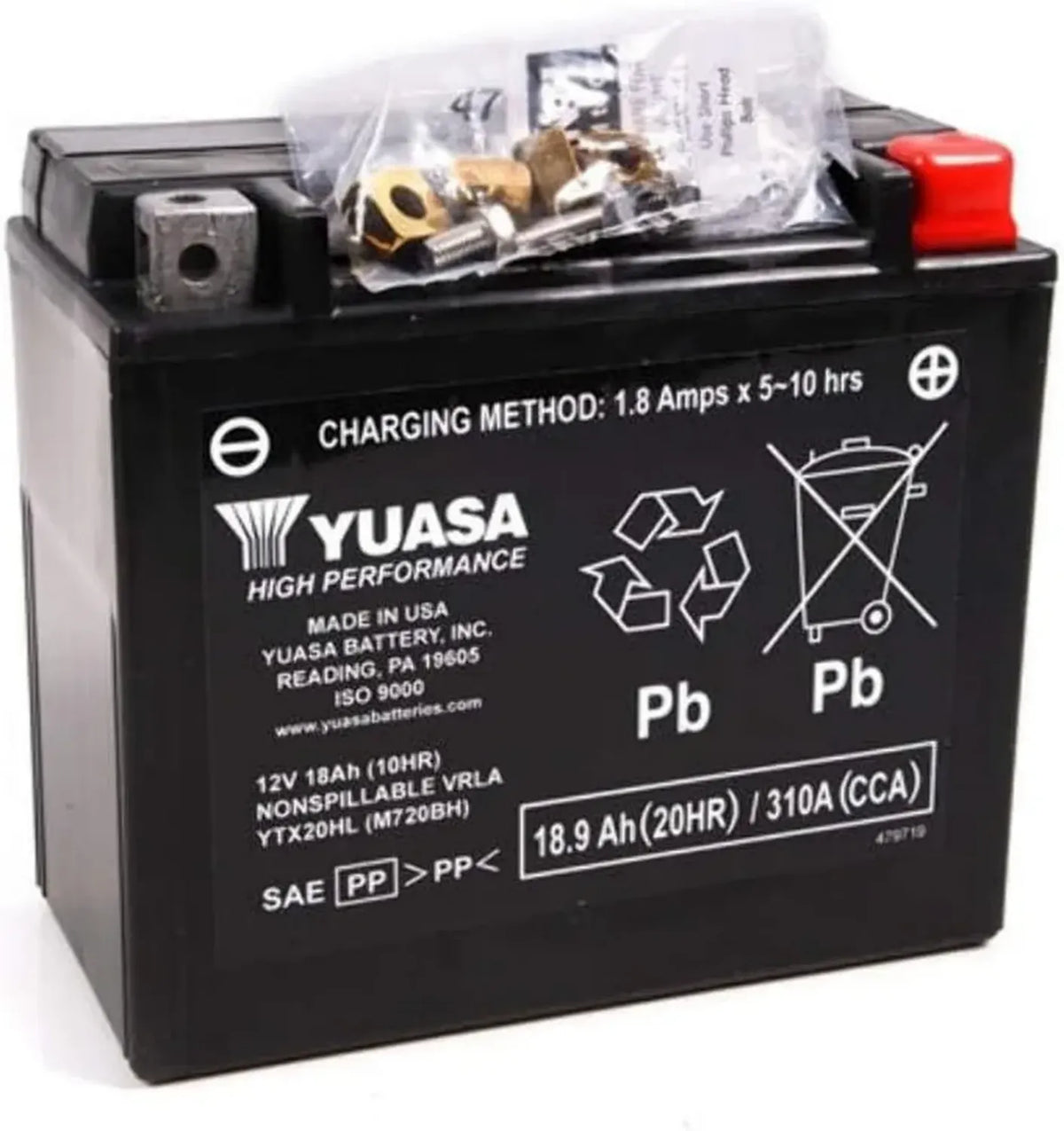 Batteria Moto Yuasa YTX20HL 12V 310 CCA AGM Senza Manutenzione