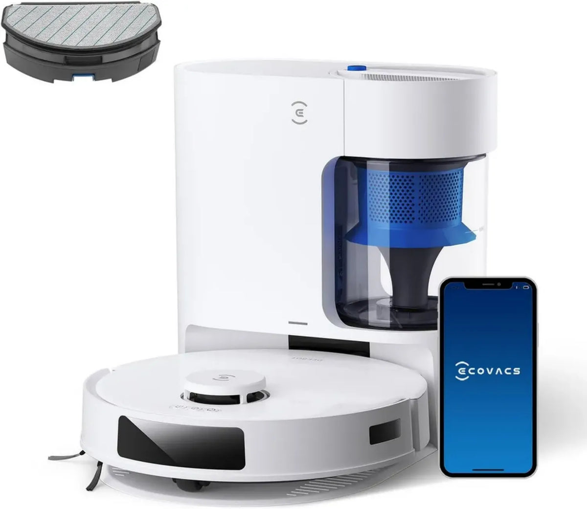 Robot Aspirapolvere ECOVACS N20 PRO Plus con 8000 Pa di Potenza, Mappatura Intelligente e Spazzola Antigroviglio