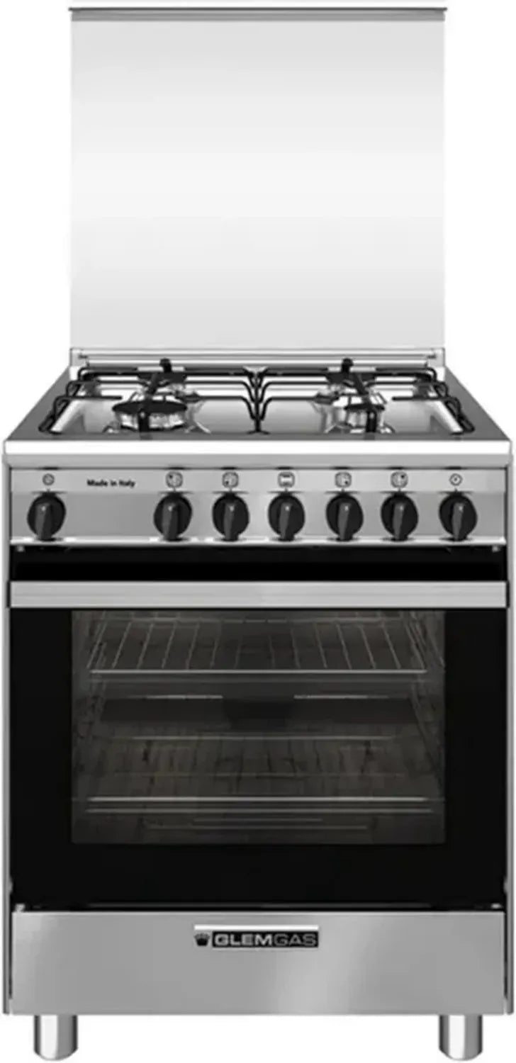 Cucina a gas in acciaio inox 60x60 cm con forno integrato, Classe A