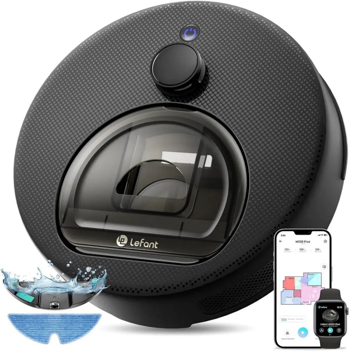 Lefant M330 Plus Robot Aspirapolvere con Mappatura, 5000Pa, 160min, Anti-Groviglio, Compatibile con Alexa