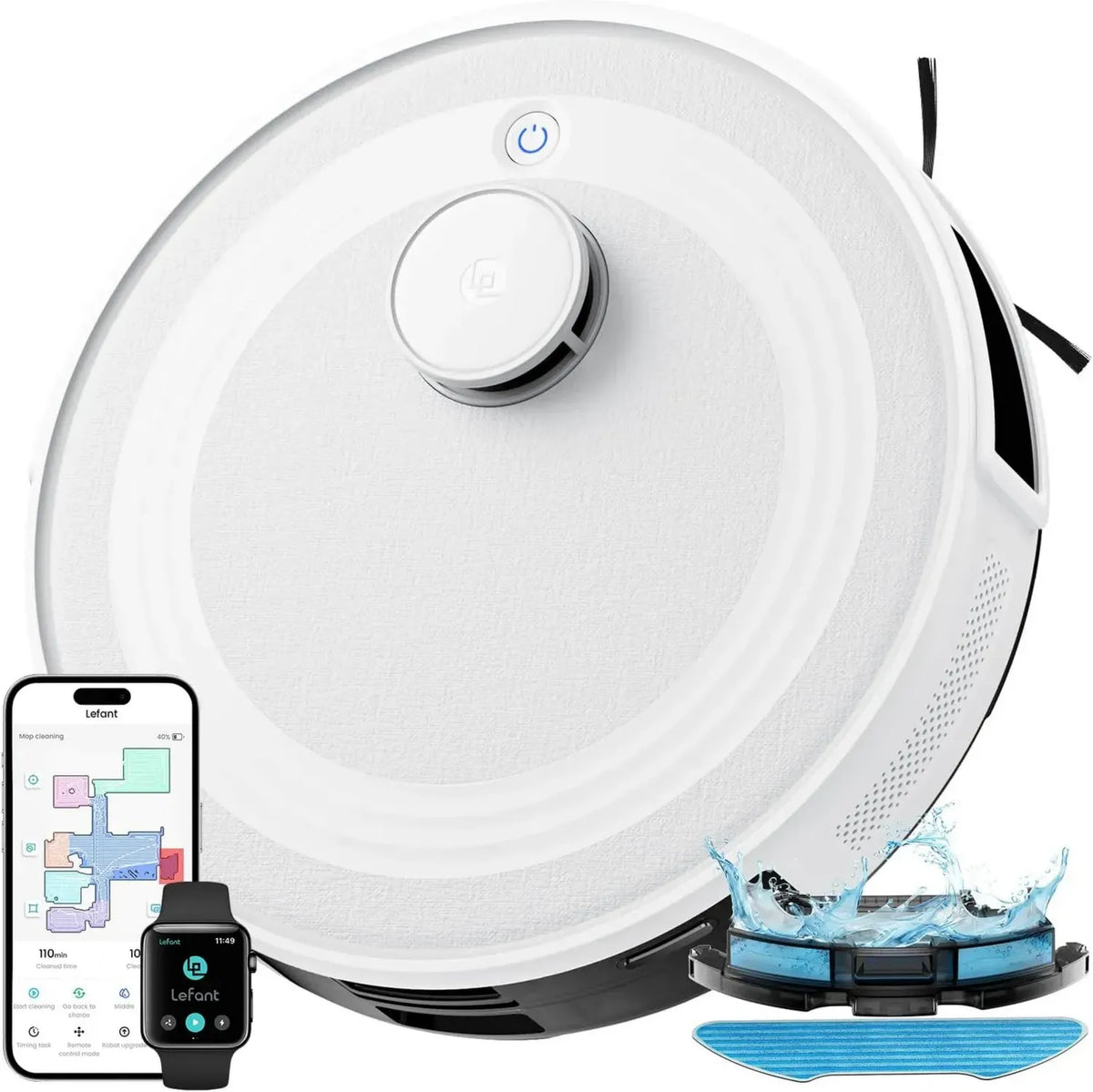 Robot Aspirapolvere LEFANT M2 con Mappatura Laser, 6000Pa, Evitamento Ostacoli Intelligente, Serbatoio 300ml, Supporto WiFi Doppio, Autonomia 160 Minuti