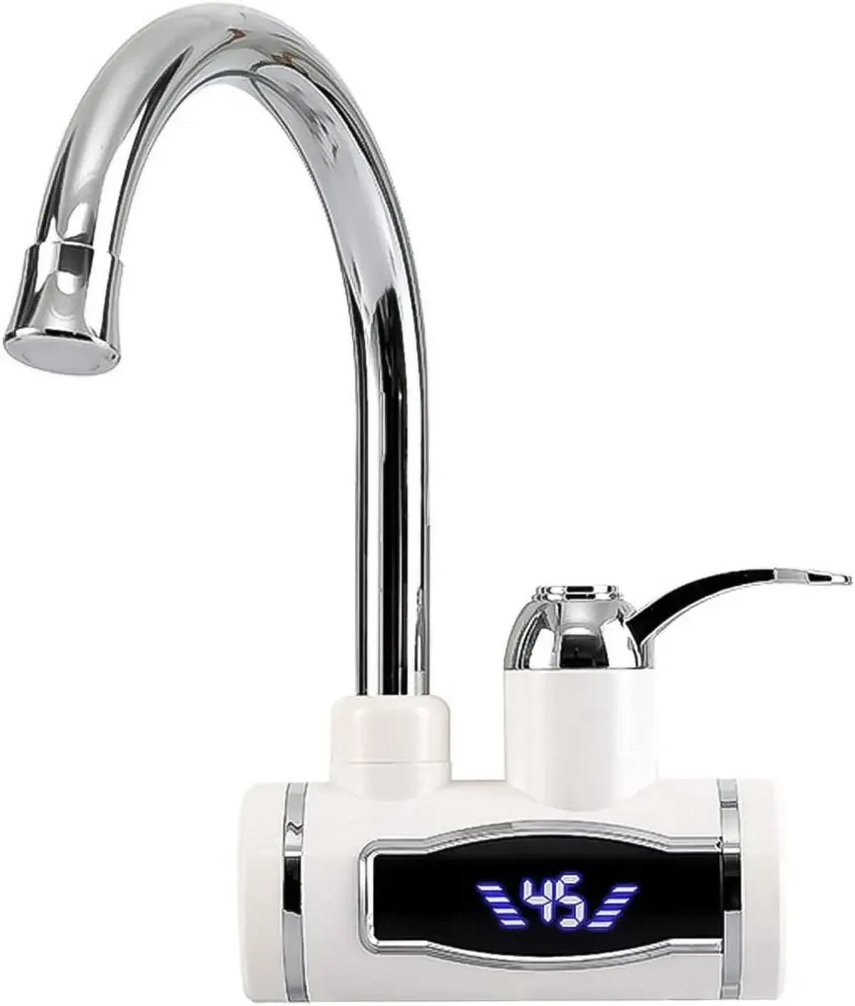 Rubinetto Elettrico con Scaldabagno Istantaneo, Girevole a 360°, Acciaio Inox, Indicatore LCD Temperatura, 220 V