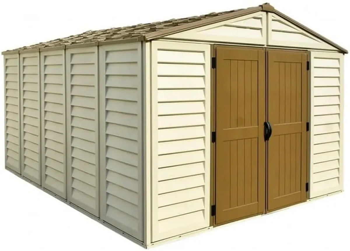 Capanno da Giardino in PVC WoodBridge Plus Beige e Marrone 325x398 cm