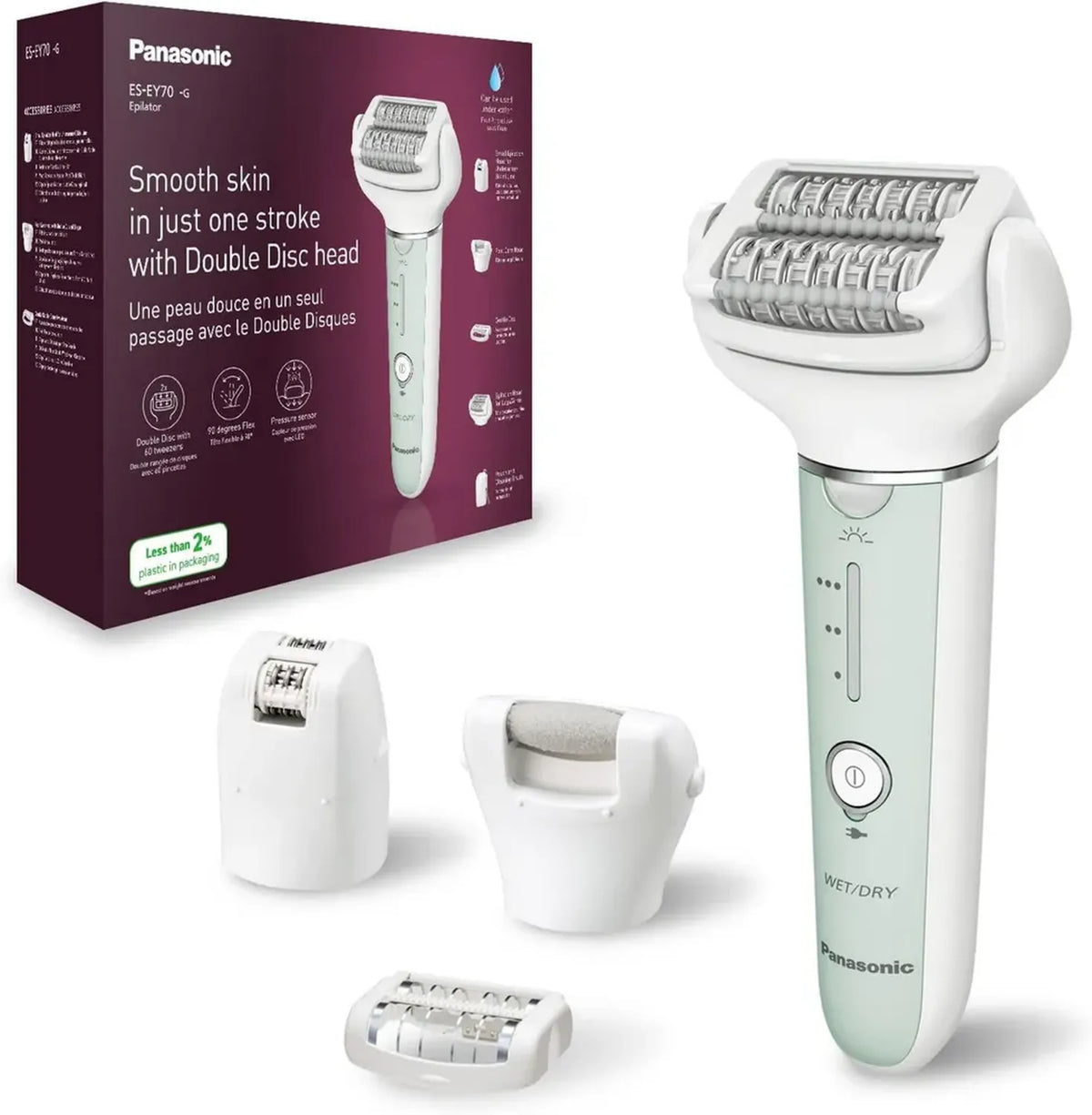 Epilatore Wet&Dry Panasonic con Testina Pivotante e Doppio Disco