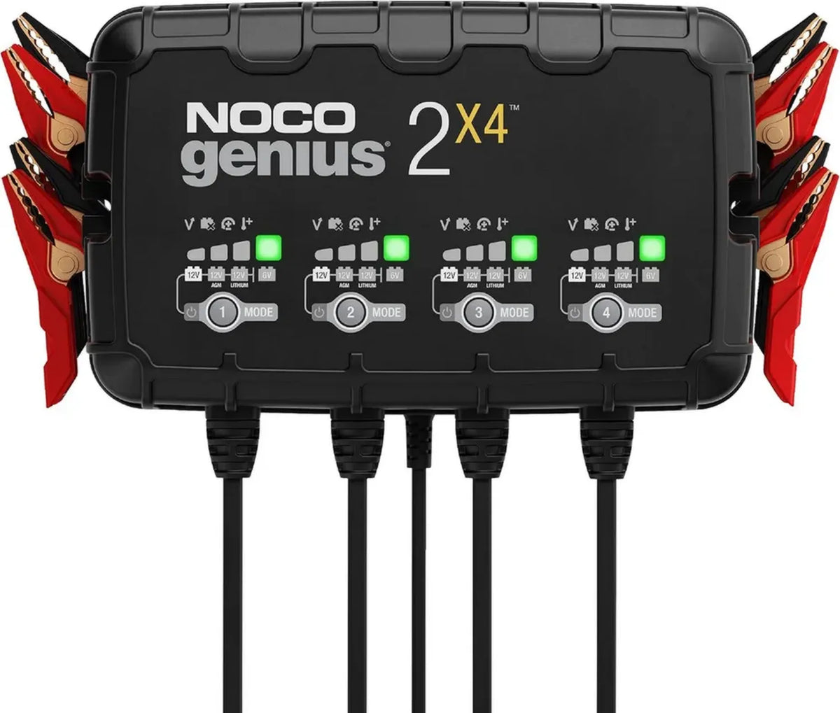 Caricabatterie Intelligente NOCO GENIUS2X4 8A con 4 Canali per Batterie 6V/12V