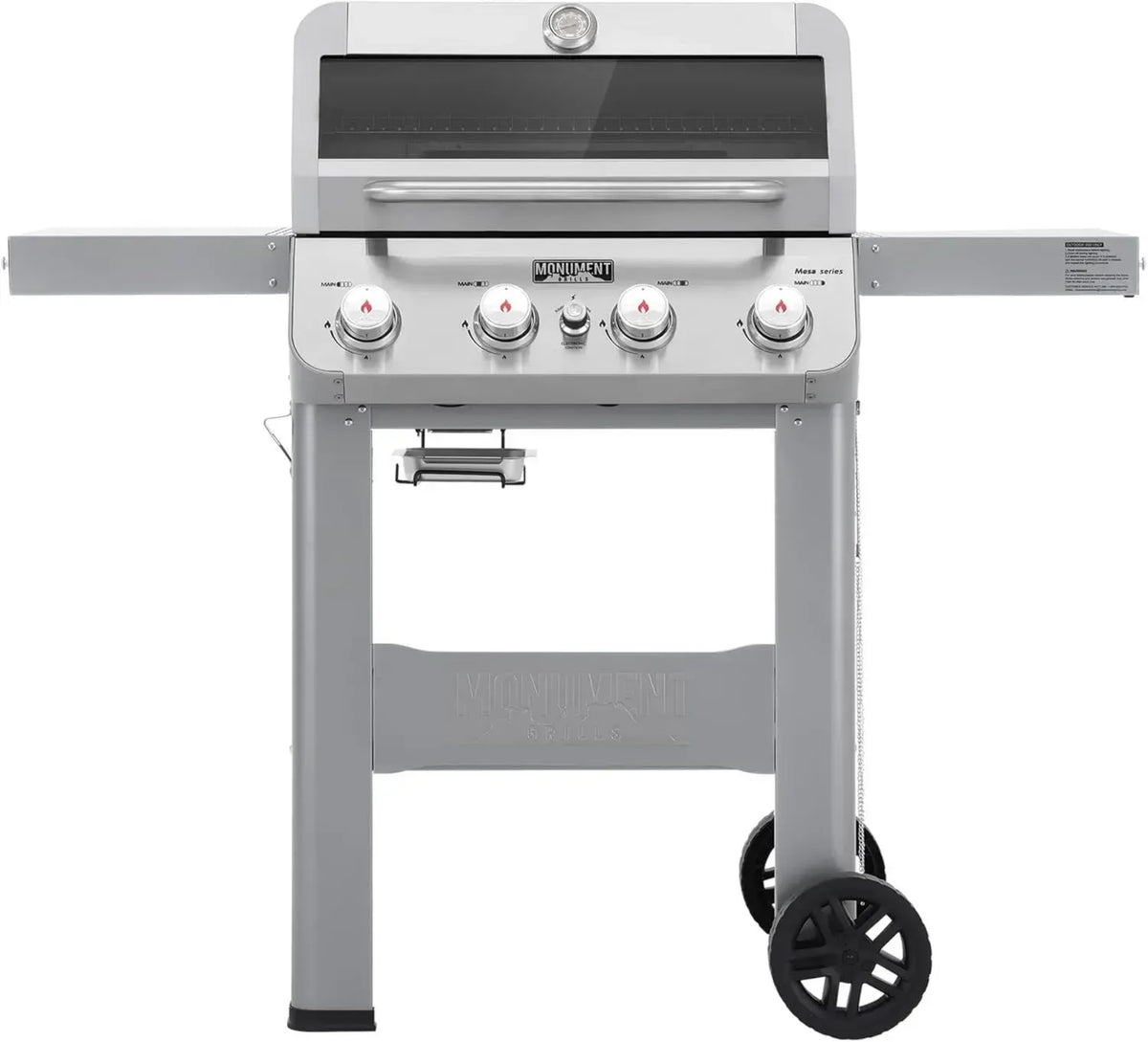 Griglia a Gas 4 Fuochi in Acciaio Inox con Coperchio Clearview e Ripiano Pieghevole