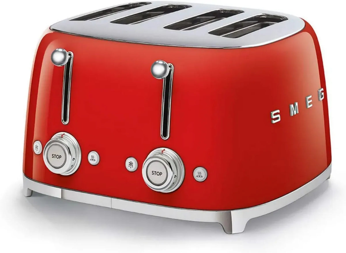 Smeg Tostapane 4 Fette 2000W Rosso con Scongelamento e Bagel