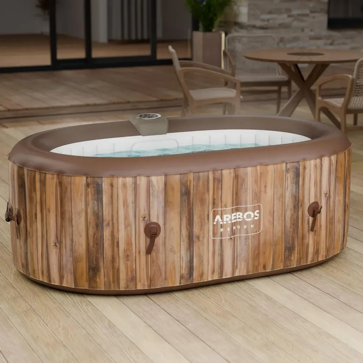 Vasca Idromassaggio Gonfiabile Arebos per 2 Persone, 90 Getti, 190x120 cm, Riscaldamento Integrato, 550 Litri, Copertura Inclusa