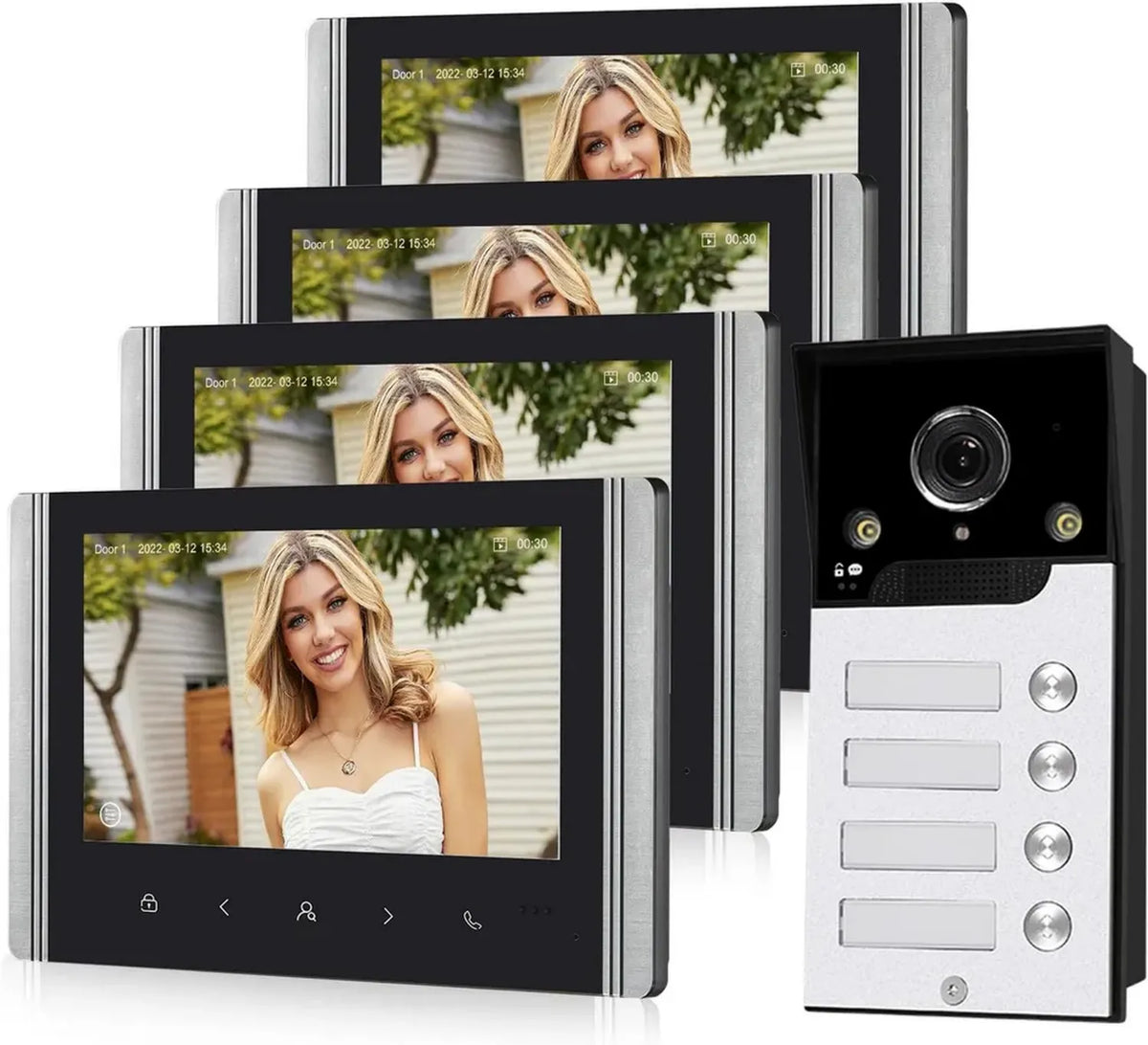 Videocitofono WiFi 1080P per Esterni, Schermo 7 Pollici, Sensore PIR Wireless, Visione Notturna, Controllo App Tuya