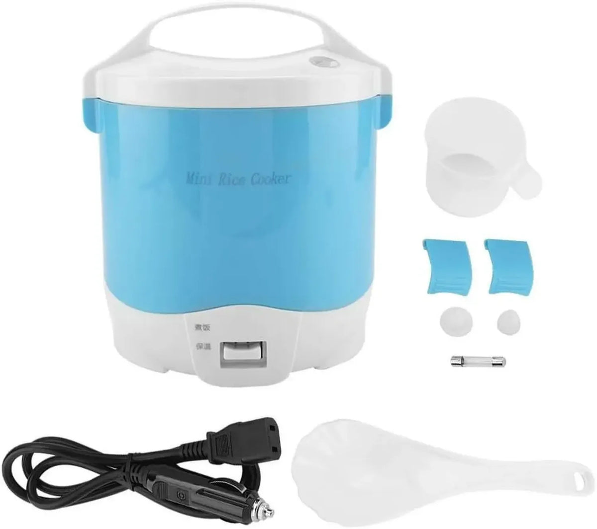 Cuociriso Elettrico Portatile 1,6L 24V 180W con Casseruola Rimovibile e Funzione Vapore
