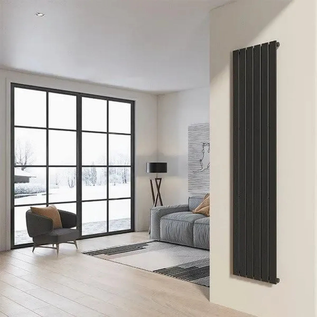 Termoarredo Verticale 200x45 cm con Pannelli in Grigio Opaco LUCCA