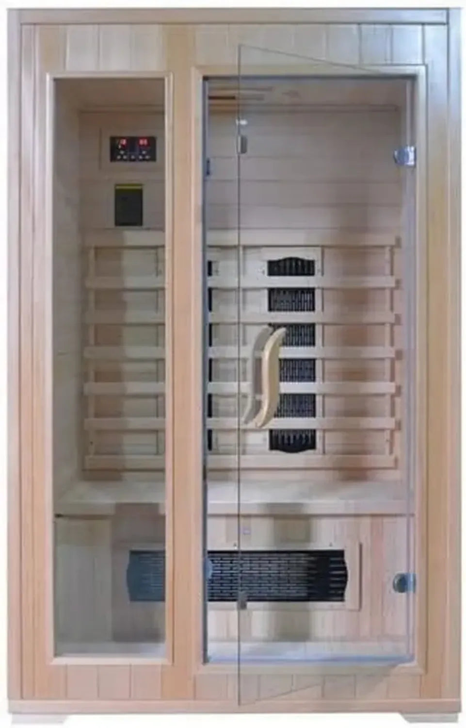 Sauna Infrarossi Italia 120x100 cm in Legno Hemlock con Porta in Vetro e Luci LED