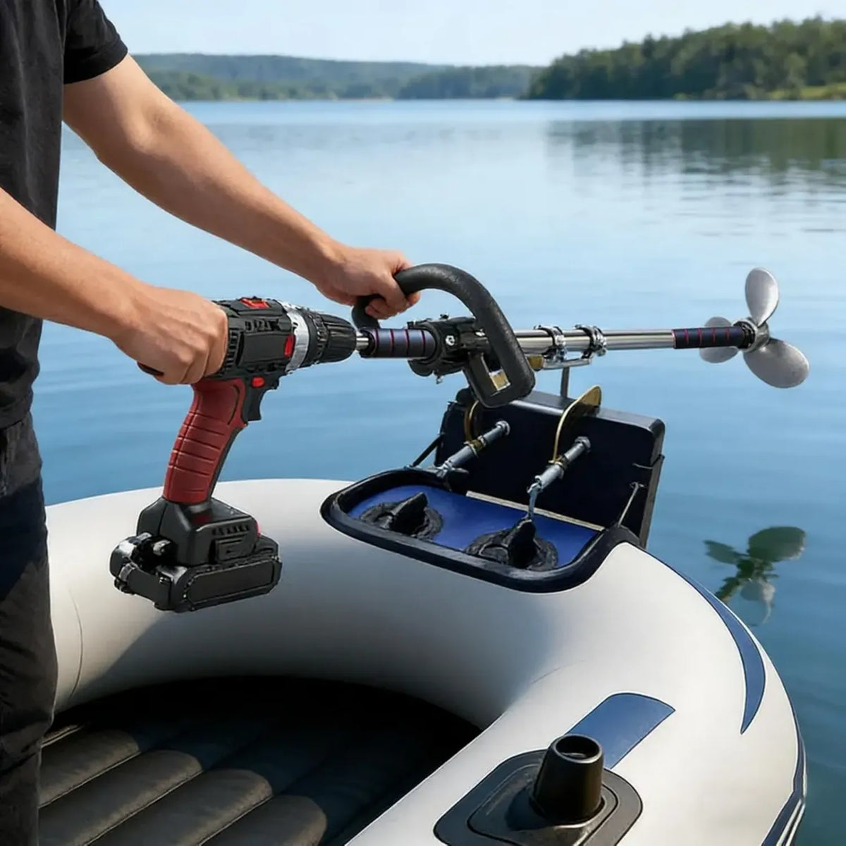 Motore Fuoribordo per Kayak con Kit di Sterzo e Morsetto