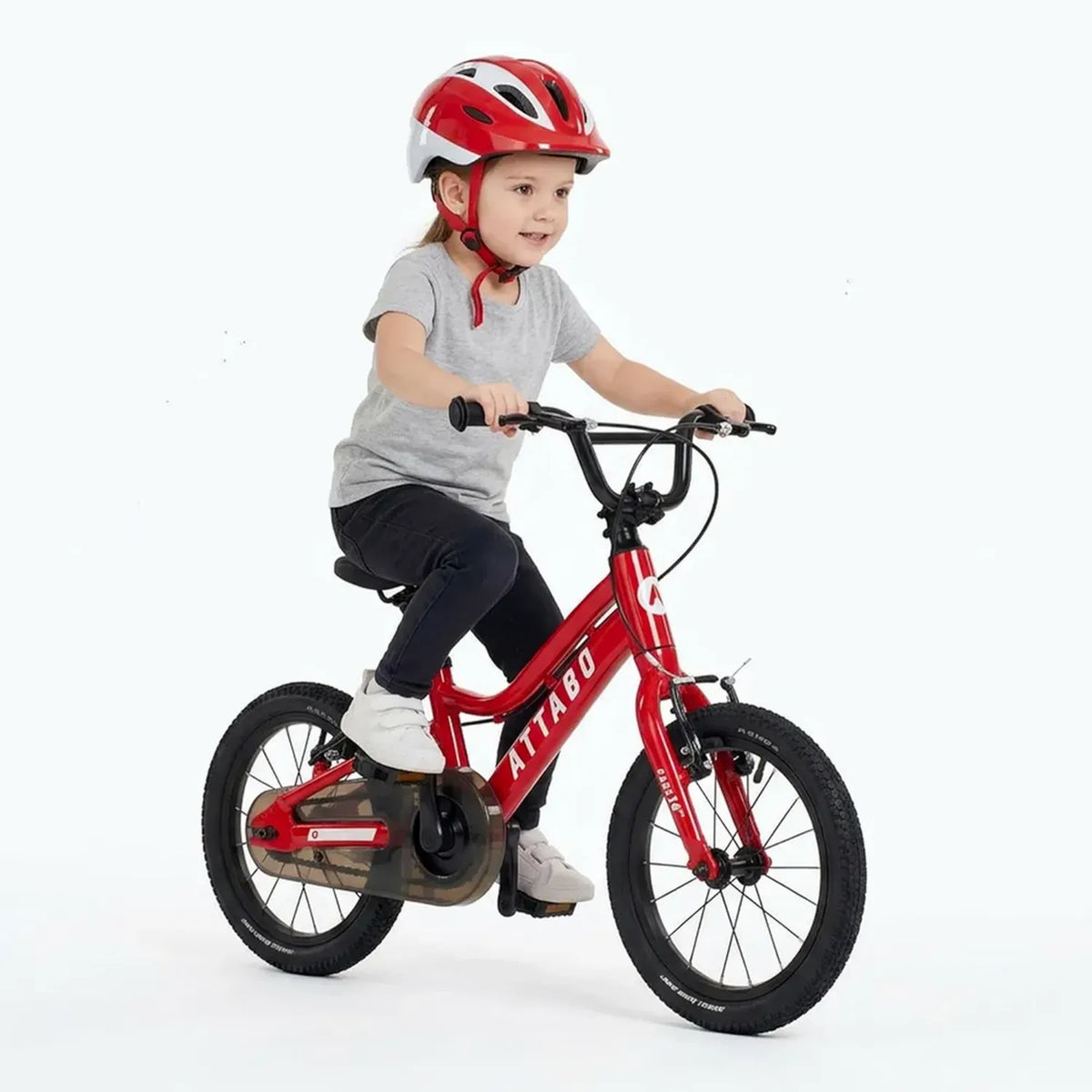 ATTABO Ease 14 - Bicicletta per bambini 2-5 anni, telaio leggero in alluminio, ruote 14 pollici, adatta a corporatura 85-110 cm