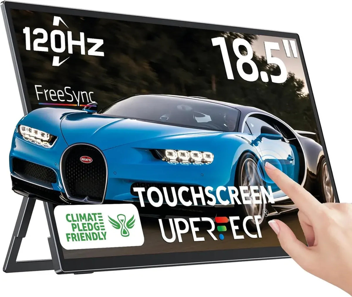 Monitor Portatile 18,5'' Touchscreen 120Hz Full HD con Supporto USB-C, HDMI per PC e Console